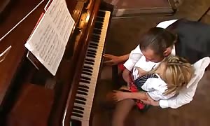 Music teacher screws the piano pupil